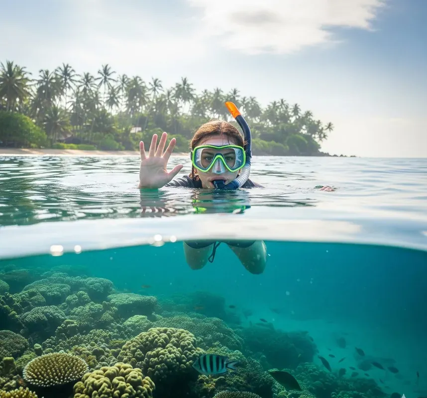 Snorkeling adventure in crystal clear water Nusa Penida manta ray trip Bali
